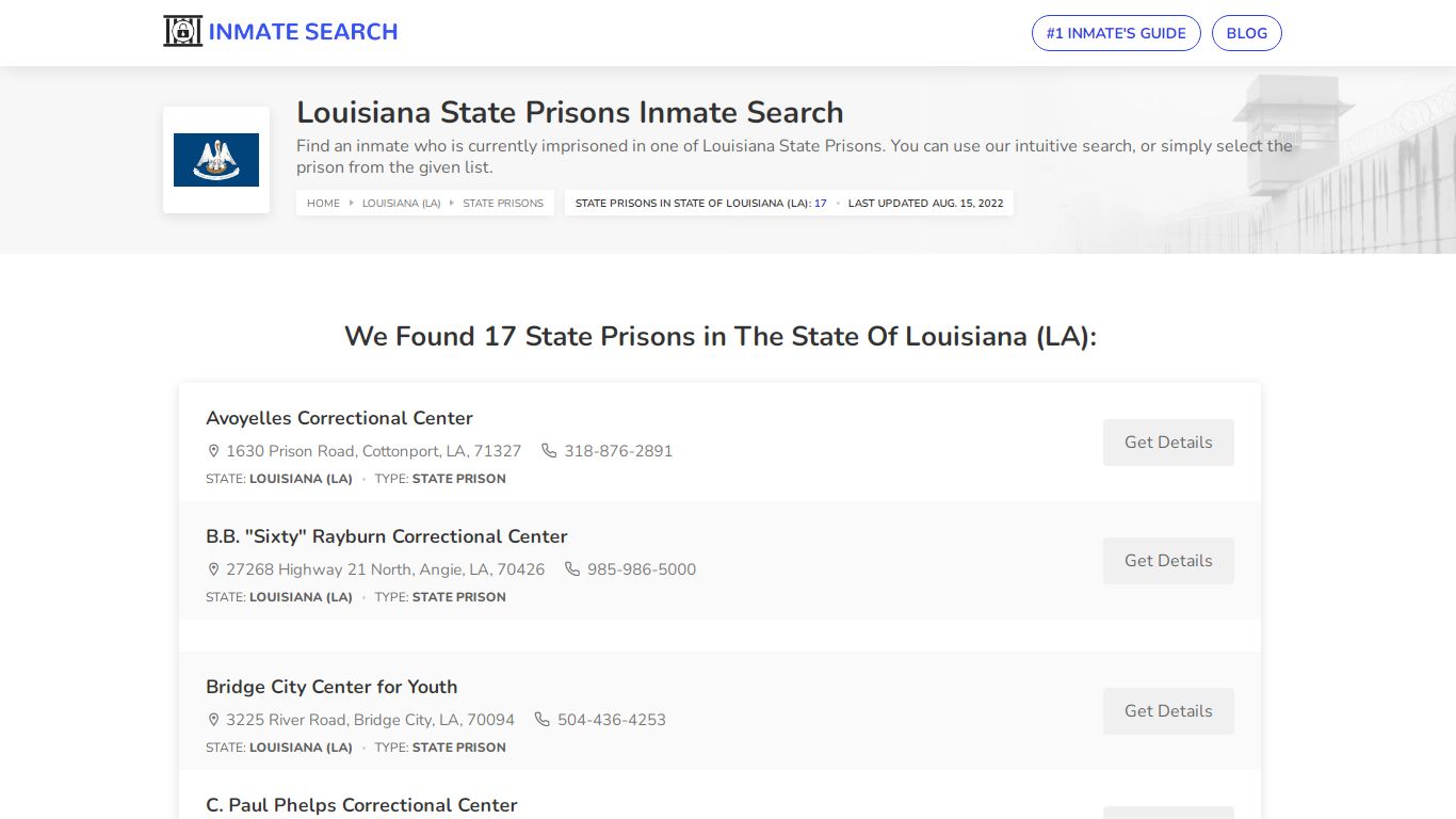 Louisiana State Prisons Inmate Search