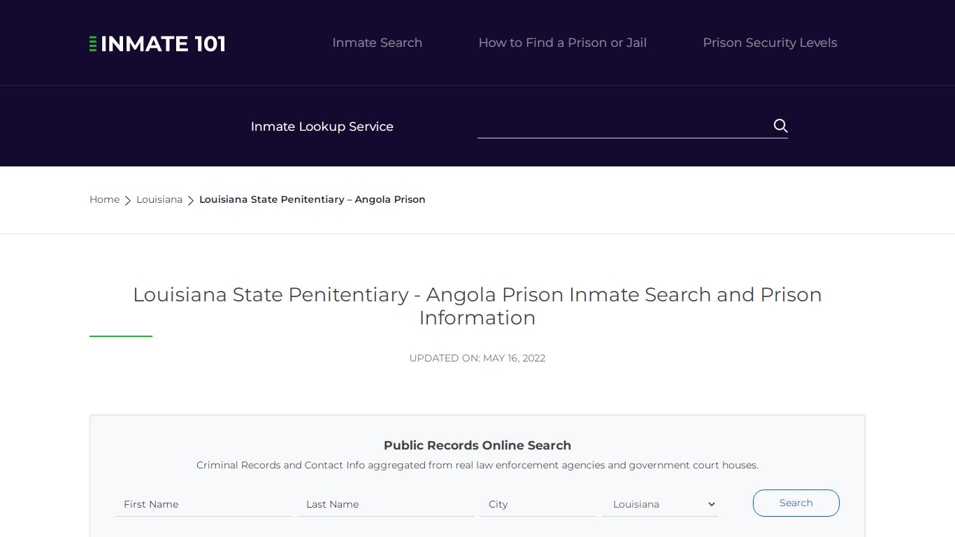 Louisiana State Penitentiary - Angola Prison Inmate Search ...